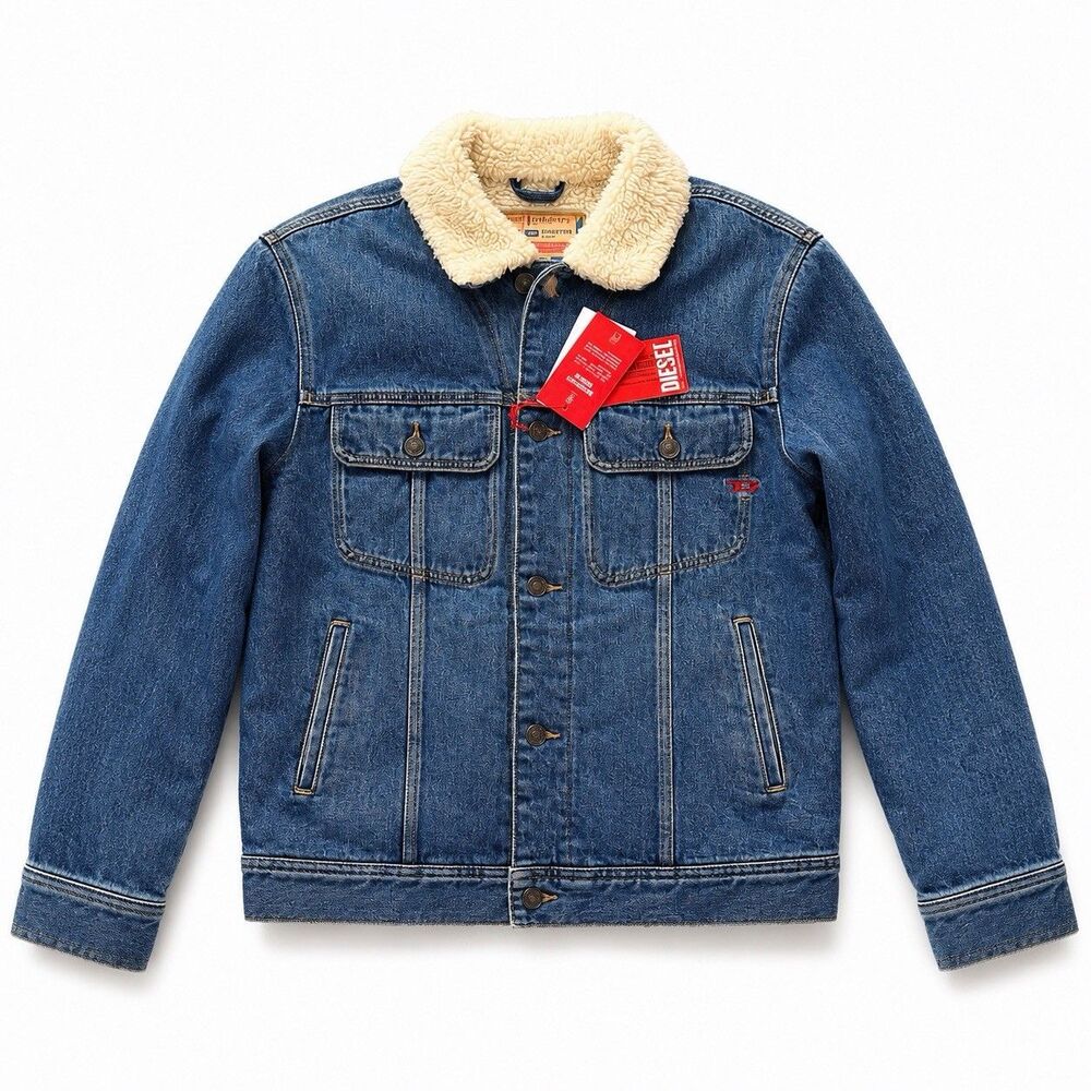 Diesel D-Barcy Denim Sherpa Trucker Jacket – Men’s Size Small – New With Tags
